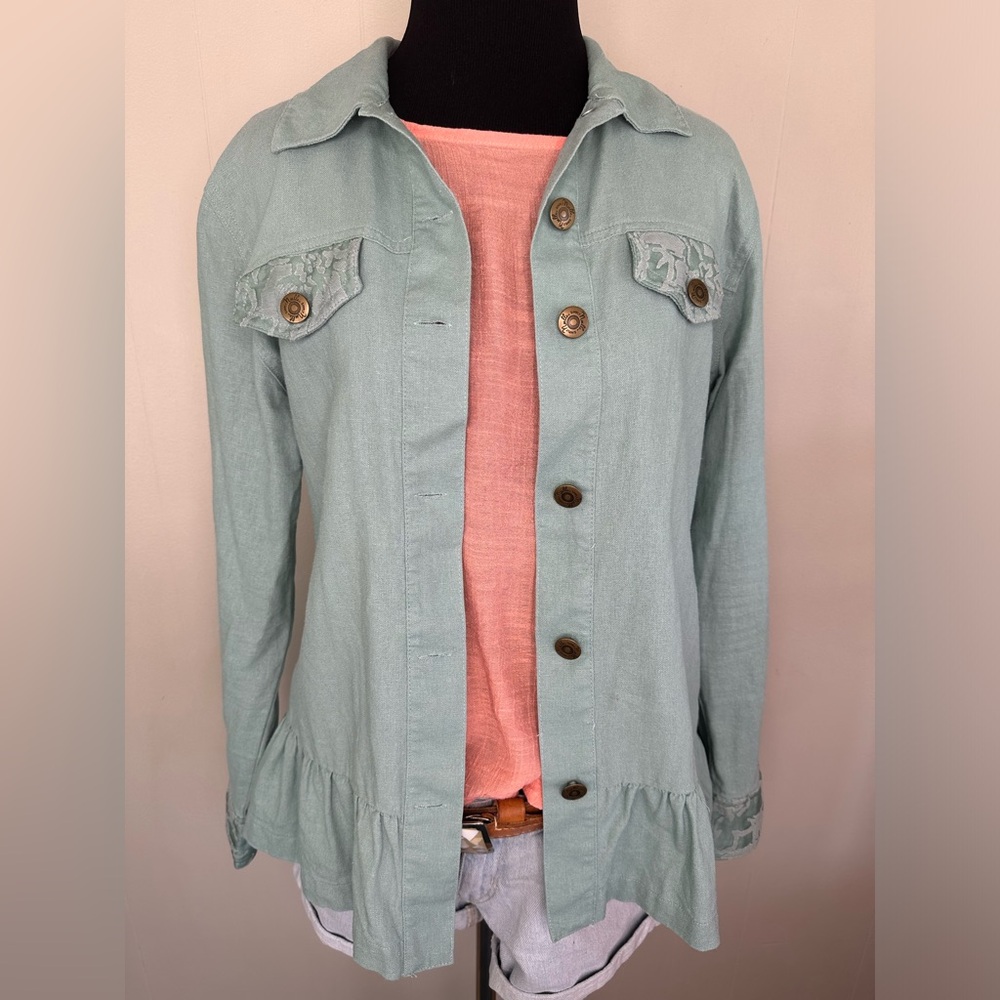 Blue Jacket With Lace & Lower Ruffle - Picture 2 of 4